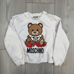 MOSCHINO Sweatshirt with Teddy Bear Print Strawberries for Girls Size 4 READ